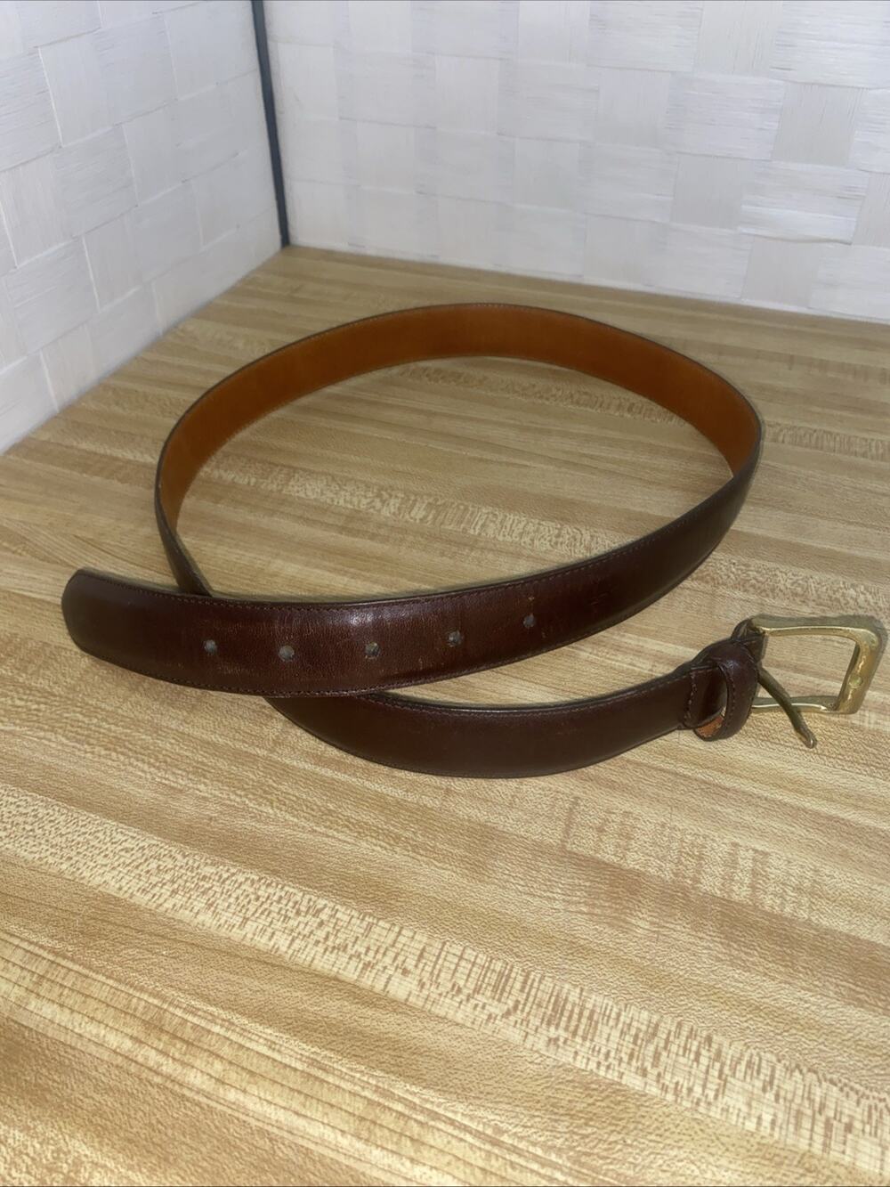 Men's Coach Leather Brown Belt Calfskin Size 38" 95cm #5950 Brass Buckle